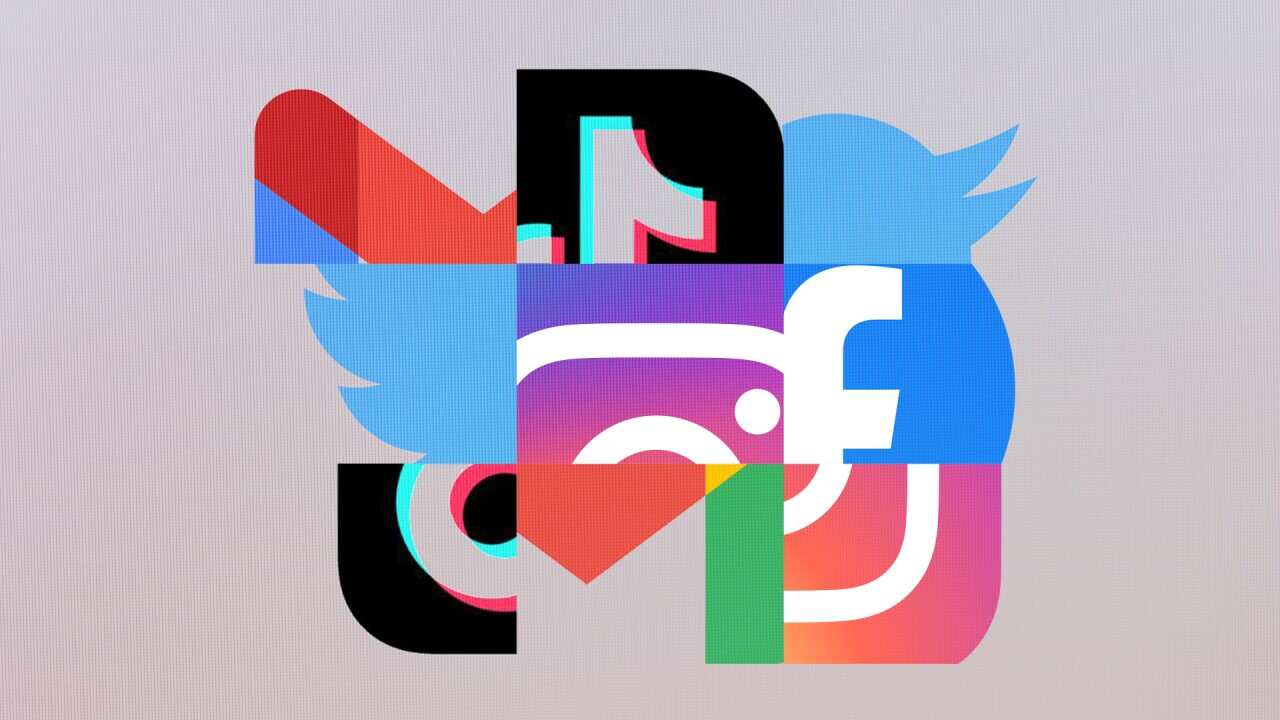 A collage of multiple social media app logos.