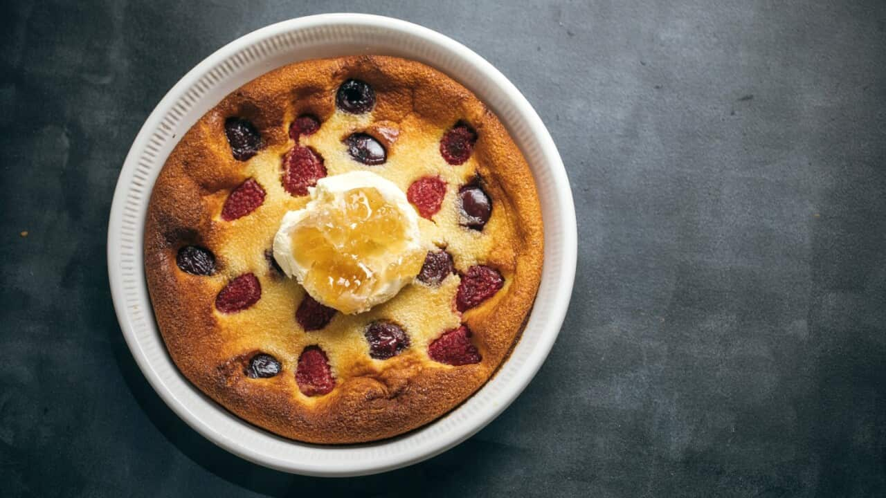 Cherry and raspberry clafoutis