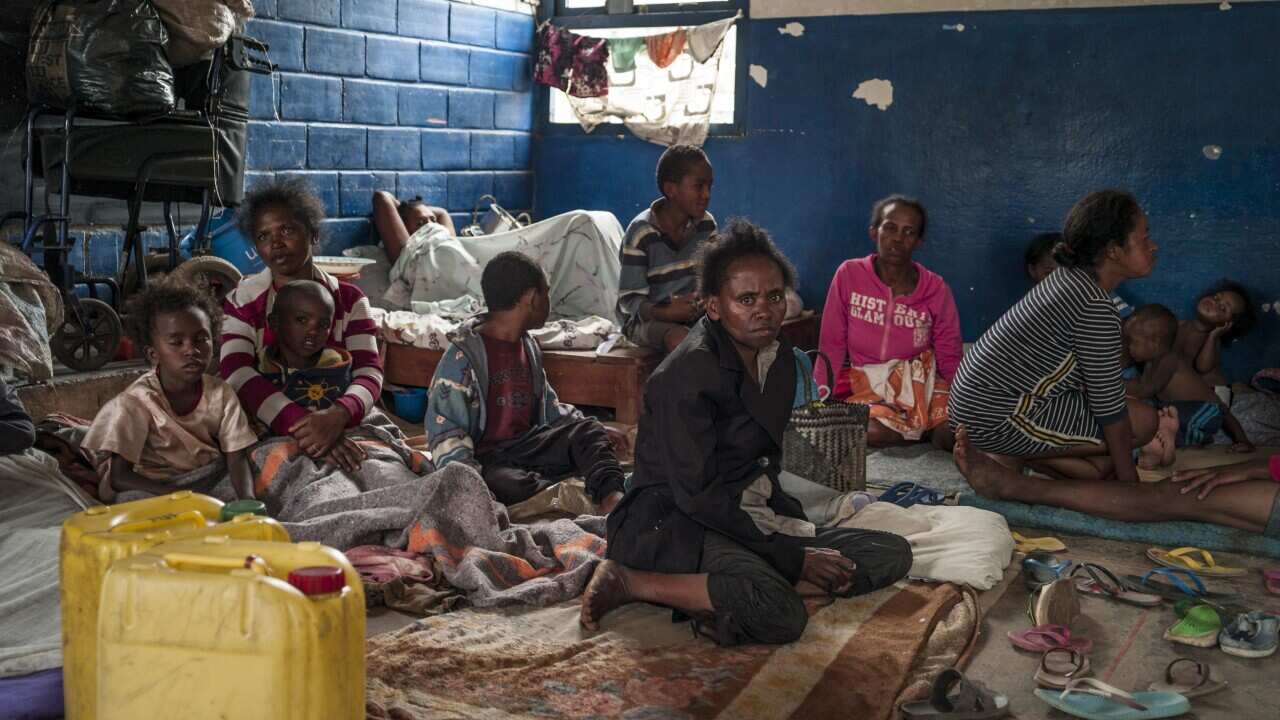 People sheltering in a public elementary school as cyclone Batsirai is expected to hit Madagascar, in Antananarivo, Madagascar, 5 February 2022. 