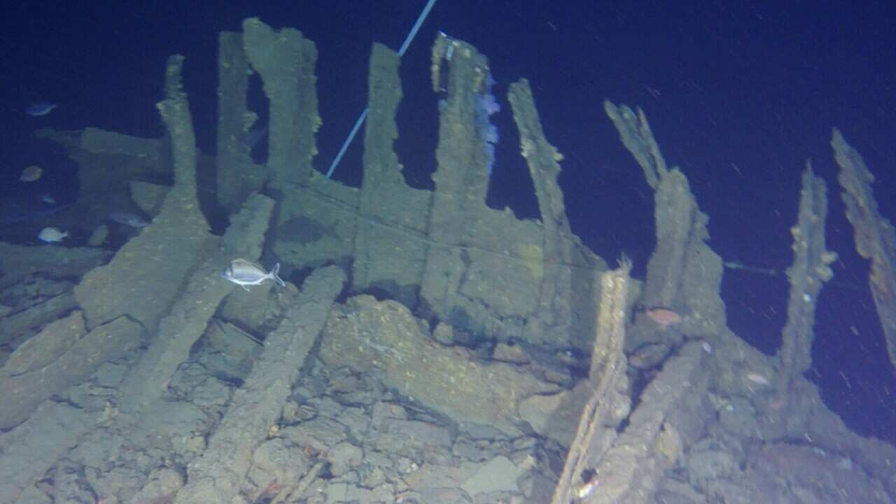 The underwater shipwreck of the SS Ventnor, which sank off New Zealand's northern coast