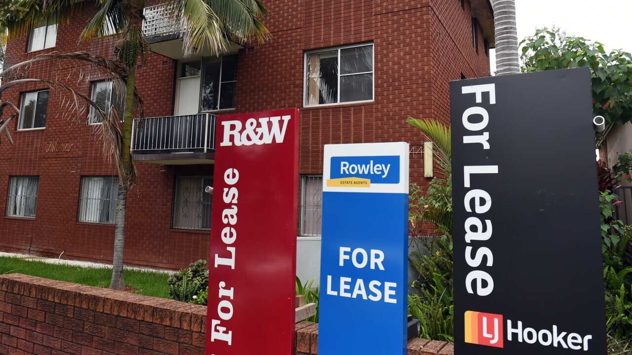 "For Lease" signs are seen outside a block of units in inner Sydney on Friday, April 8, 2016. (AAP Image/Mick Tsikas) NO ARCHIVING