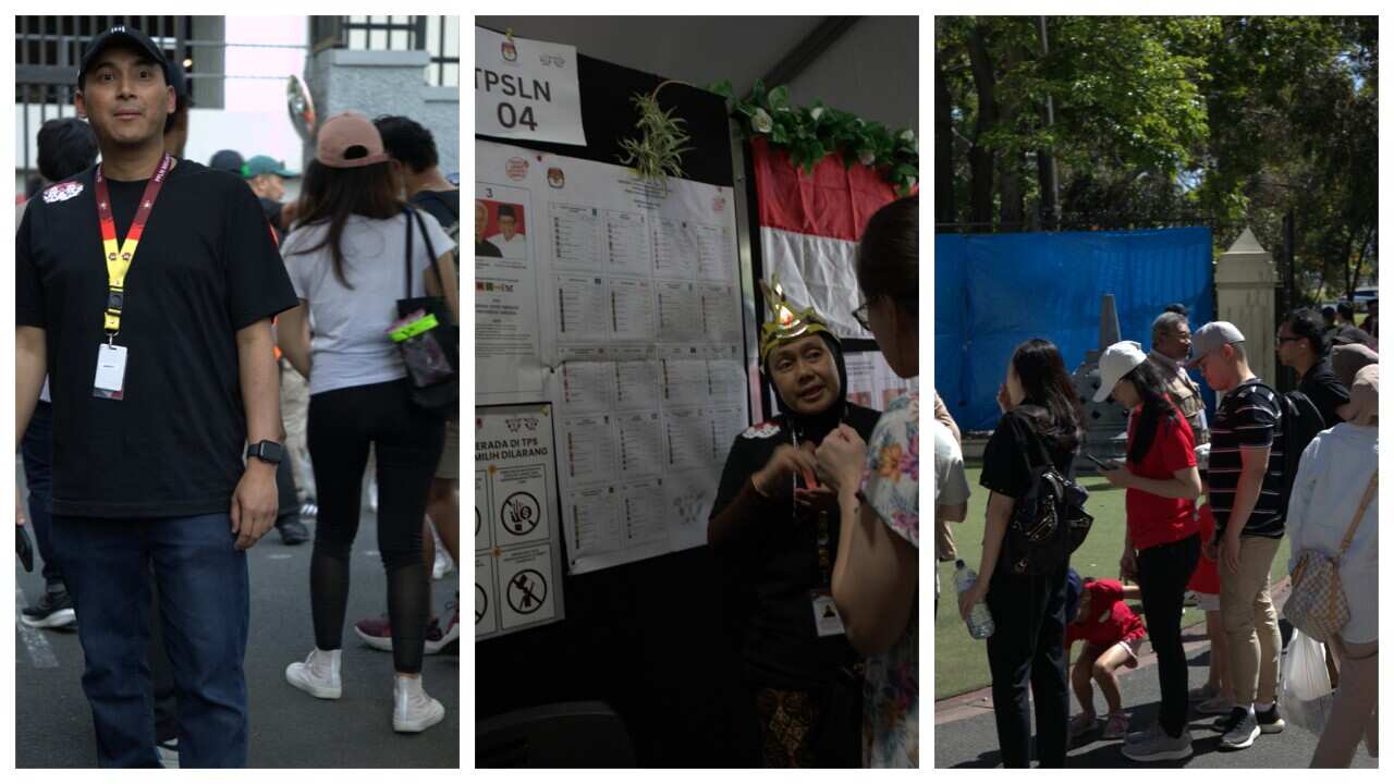 Indonesian citizens in Australia who have the right to vote cast their votes in the election held at the Indonesian Consulate General of the Republic of Indonesia in Melbourne - 10 Feb 2024.