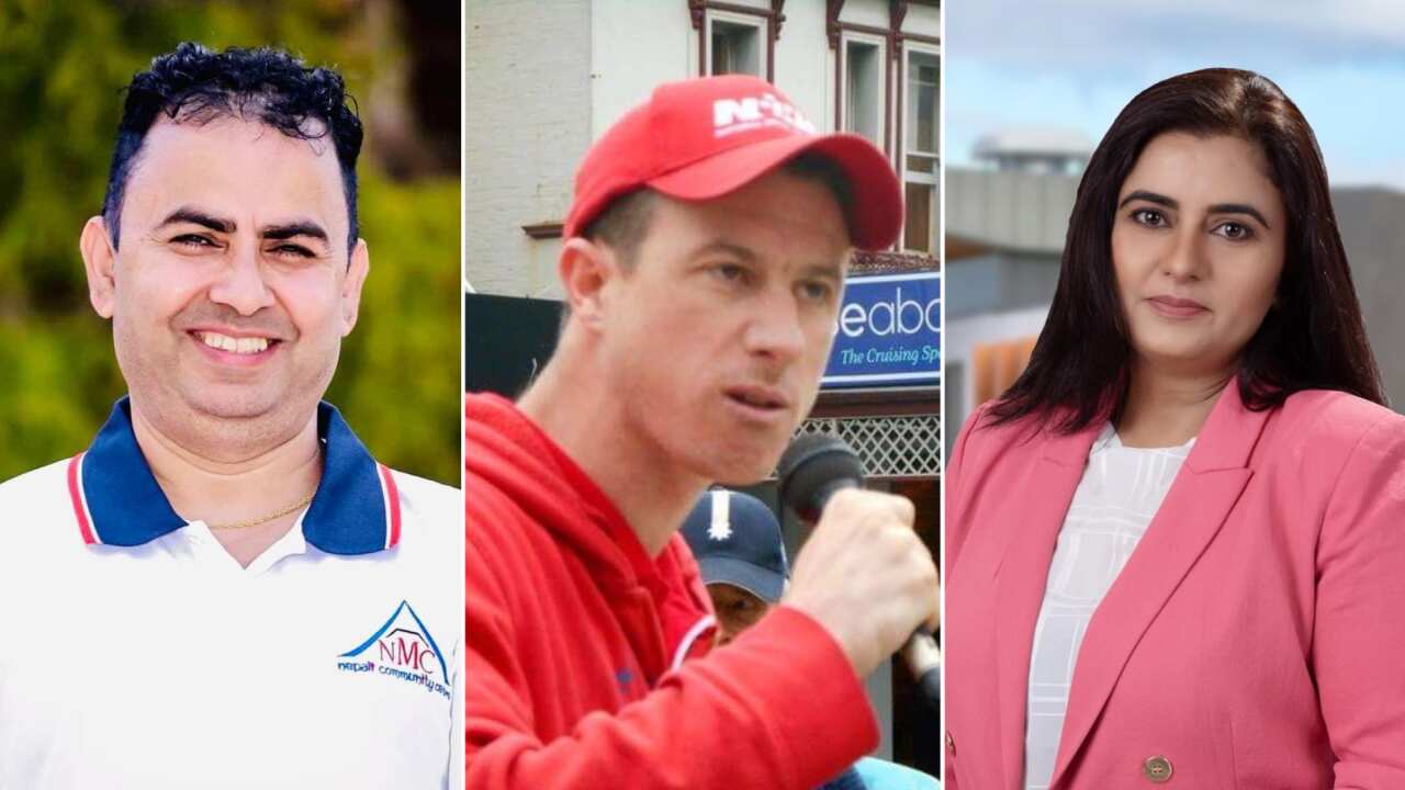 (L to R) Ananta Raj Poudel, Marcus Harrington and Raj Mann are among the councillor candidates from Mount Ridley Ward in Hume City Council for the Victorian local elections.