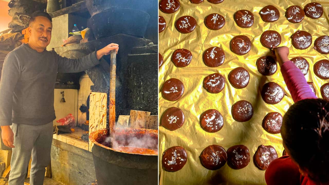 (L) Jilendra Joshi's family has been making 'Chaku' for the last three generations.