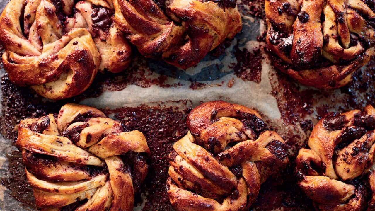 Rachel Khoo's raspberry jam and chocolate buns