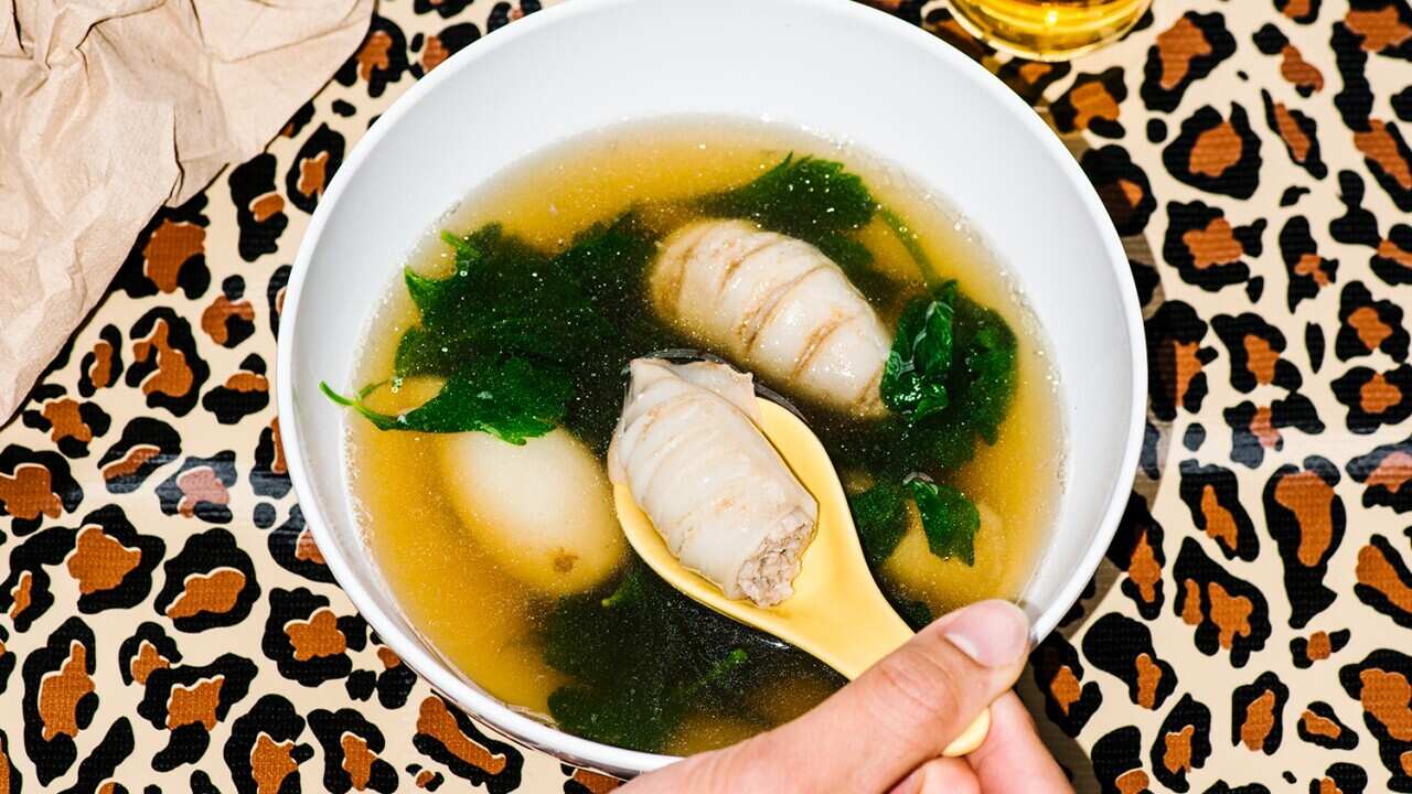 Stuffed squid soup