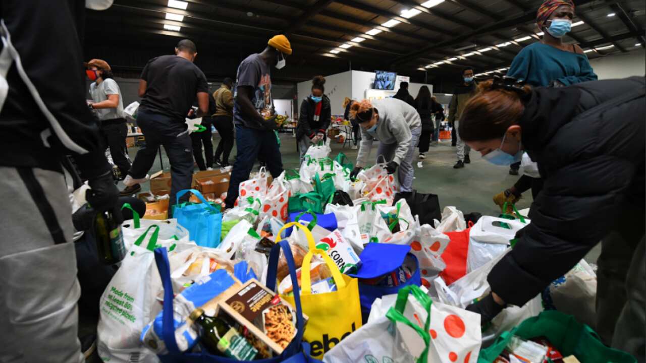 Volunteers at the Australian Muslim Social Services Agency in North Melbourne, Monday, July 6, 2020.