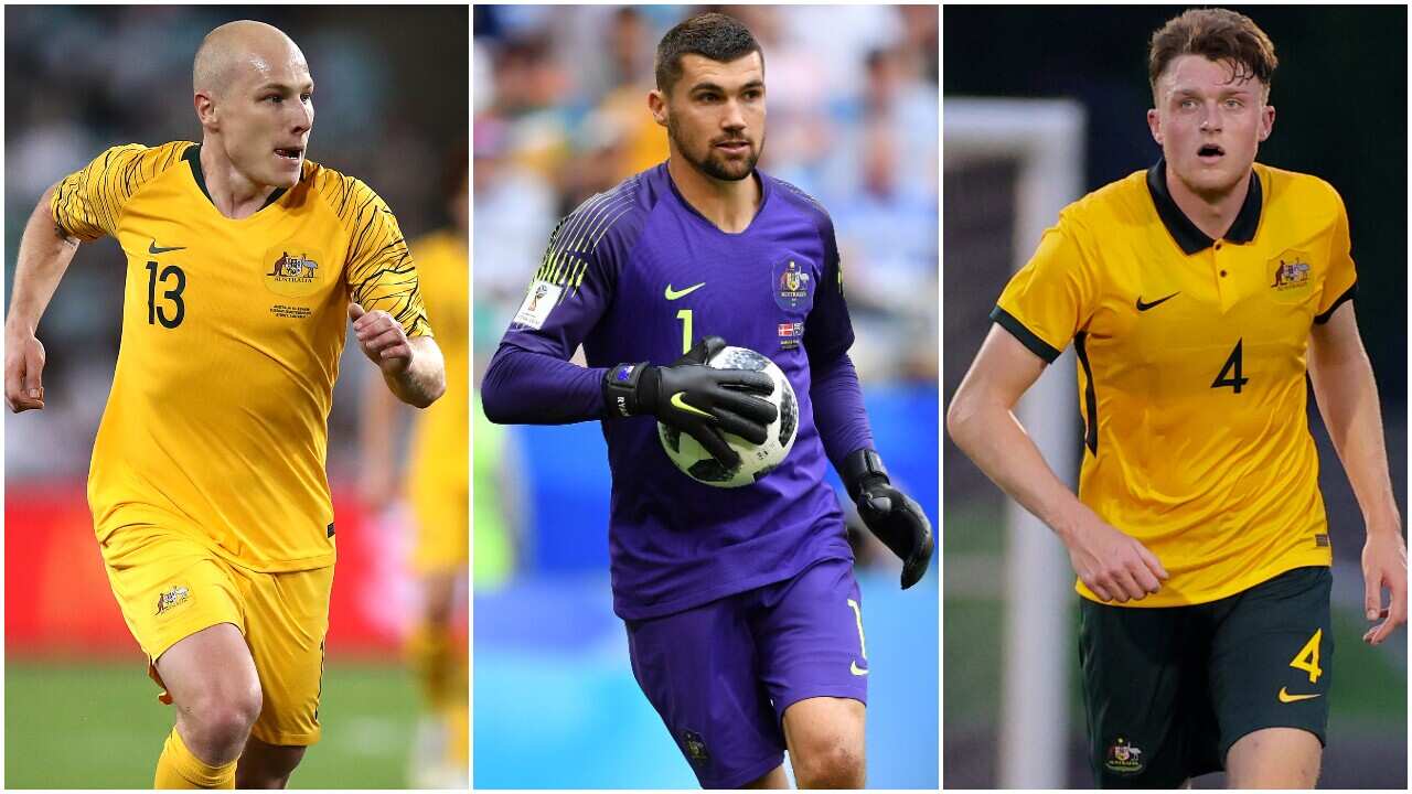 Socceroos Aaron Mooy, Mat Ryan and Harry Souttar