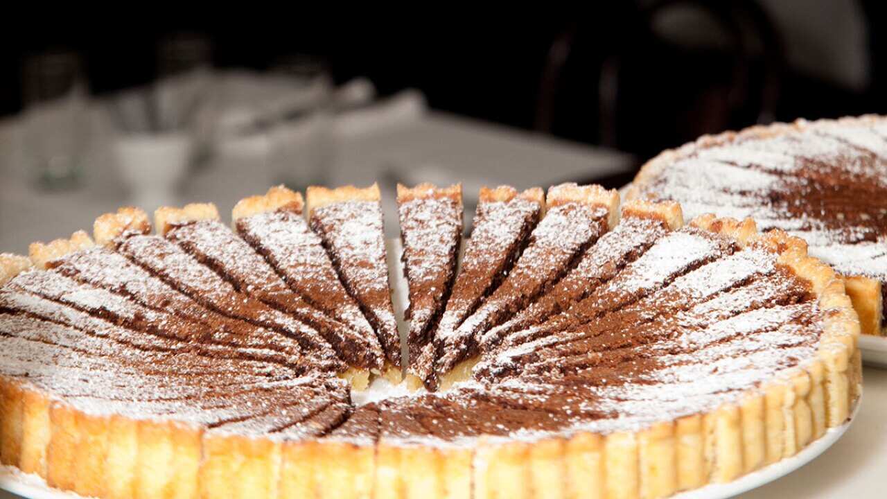 Stefano Manfredi's Chocolate espresso and hazelnut tart is a simple way to add a taste of Italy to your Easter spread.