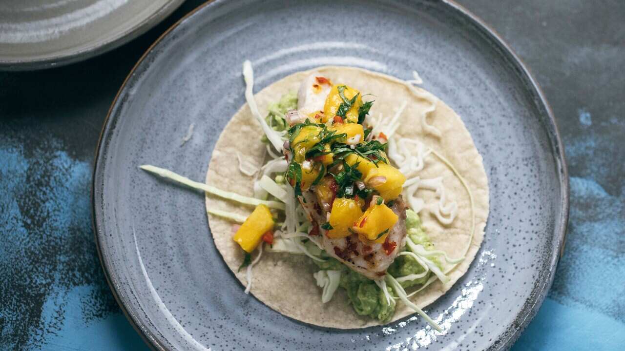 Fish tacos with mango salsa