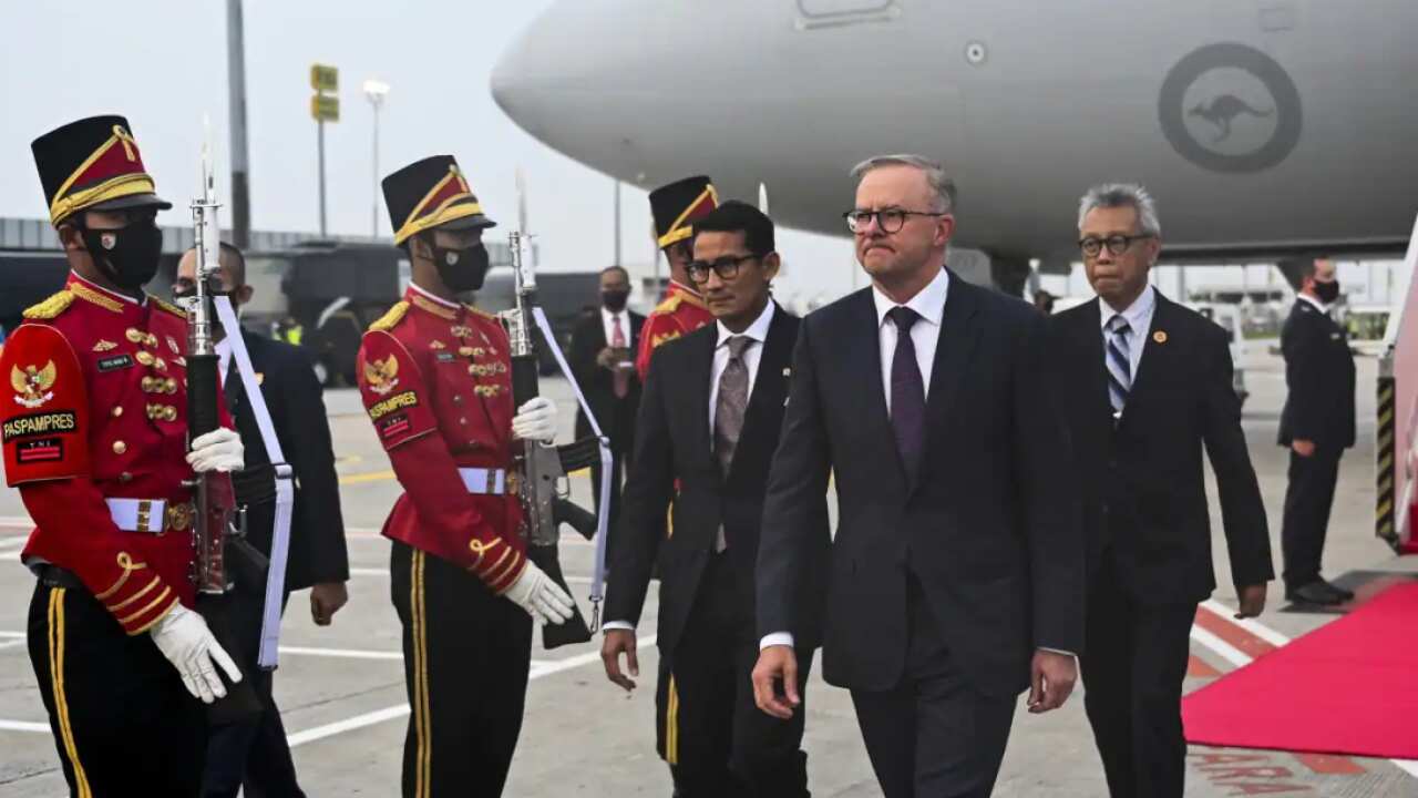 Prime Minister Anthony Albanese arrived in Jakarta on Sunday night. He said increasing links with Indonesia was crucial amid growing tensions in the Indo-Pacific. 