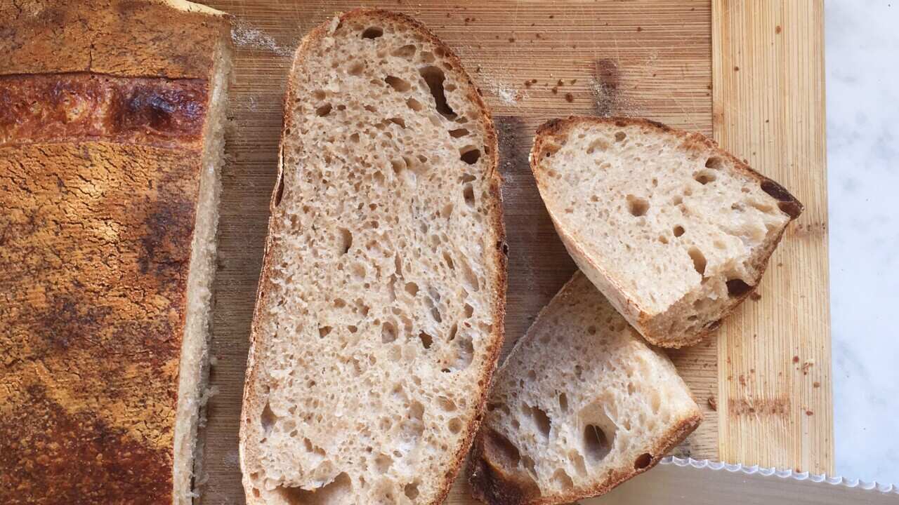 Sliced sourdough loaf