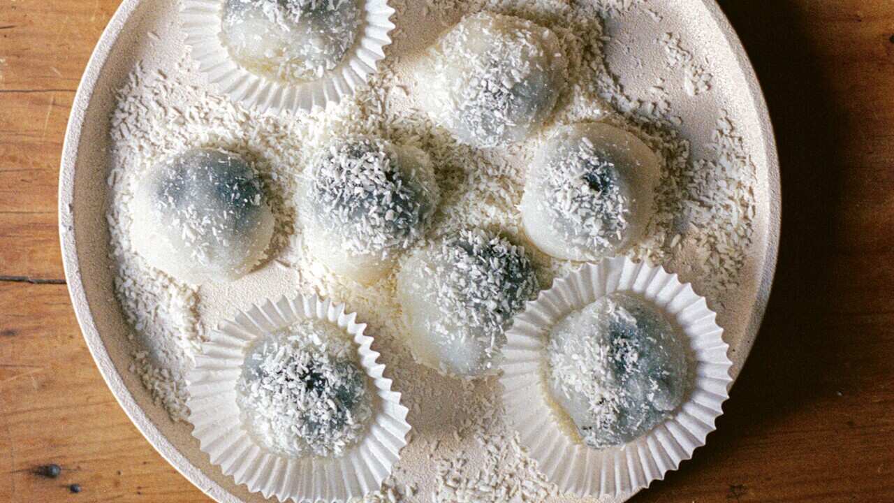 Sweet black sesame mochi