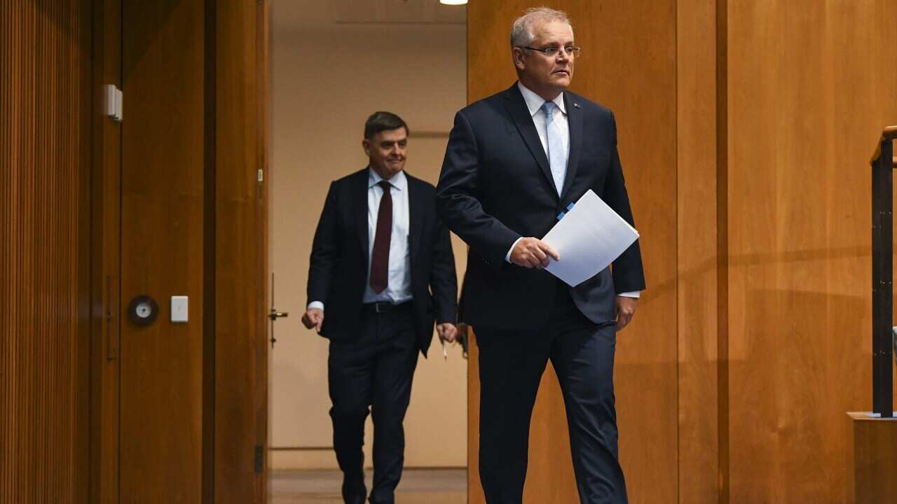 Prime Minister Scott Morrison and Professor Brendan Murphy