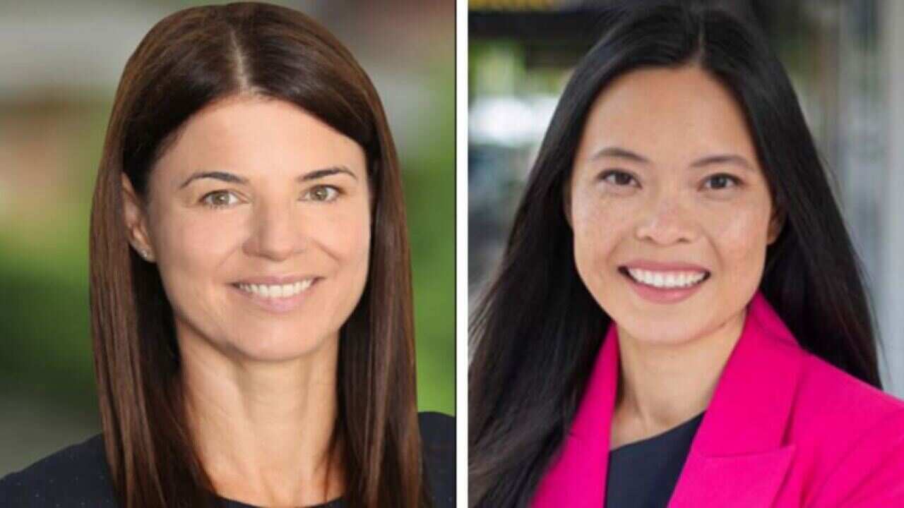 Labor’s candidate for Reid, Sally Sitou (left), and the sitting MP, Fiona Martin (right)