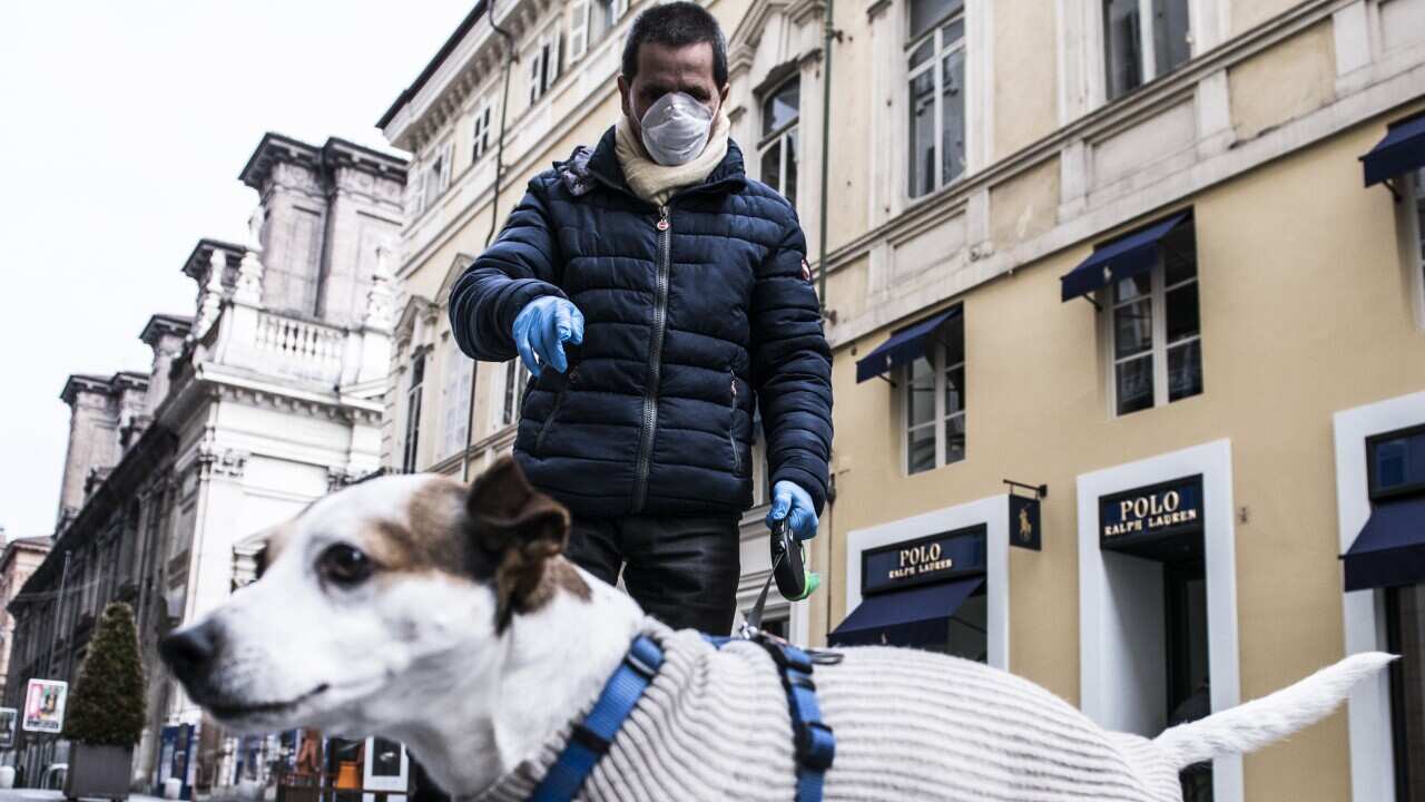 A man and his dog in Turin