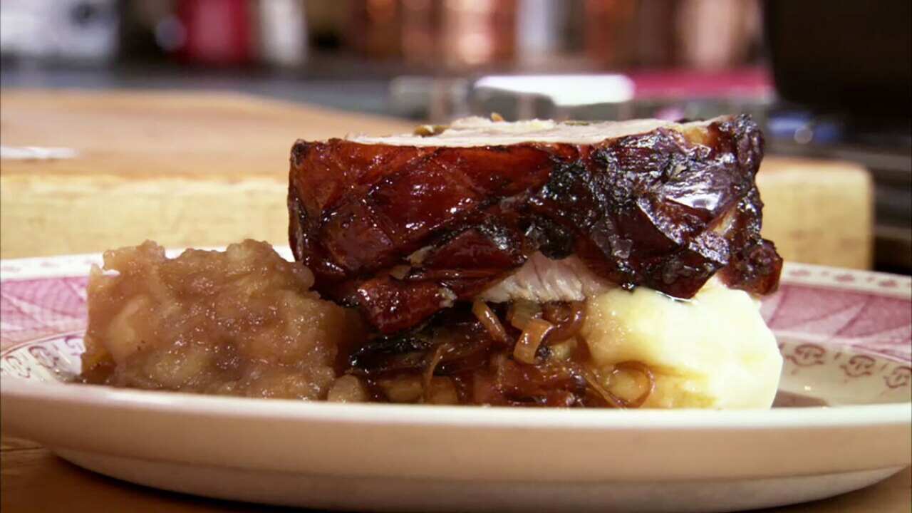 Roast pork with apple sauce and mash