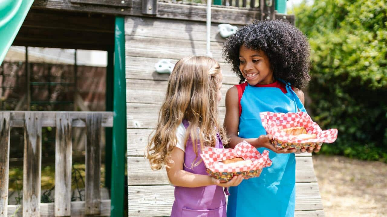 Two girls playing