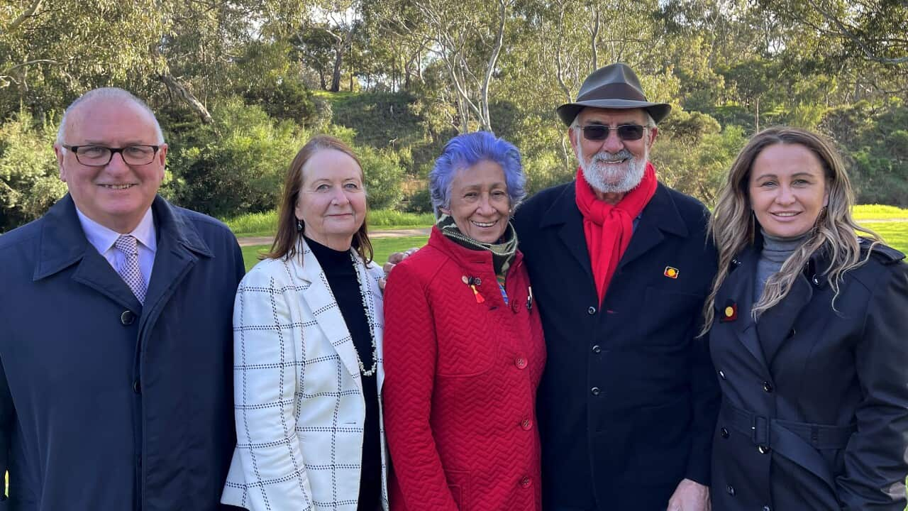 Victoria’s Yoo-rrook Justice Commissioners (L-R) Kevin Bell, Maggie Walter, Eleanor Bourke, Wayne Atkinson and Sue-Anne Hunter.