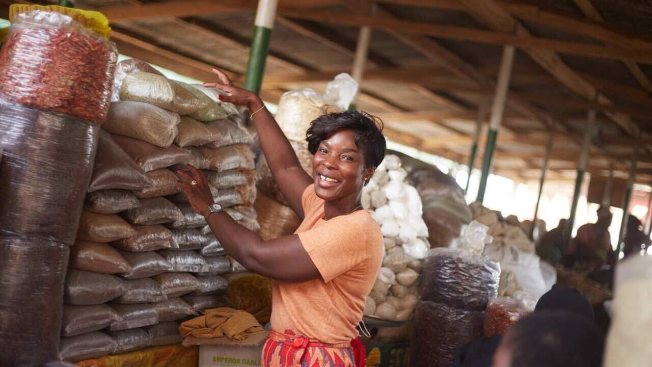 Gifty Gerondis at a spice market in Ghana.