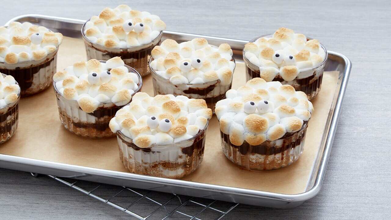 Spooky s’mores trifles