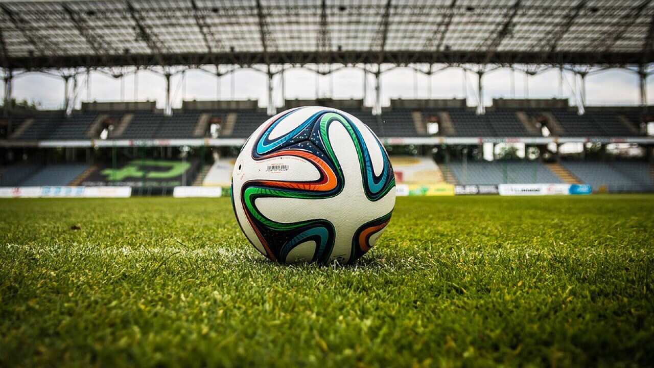 A Football ball on the field