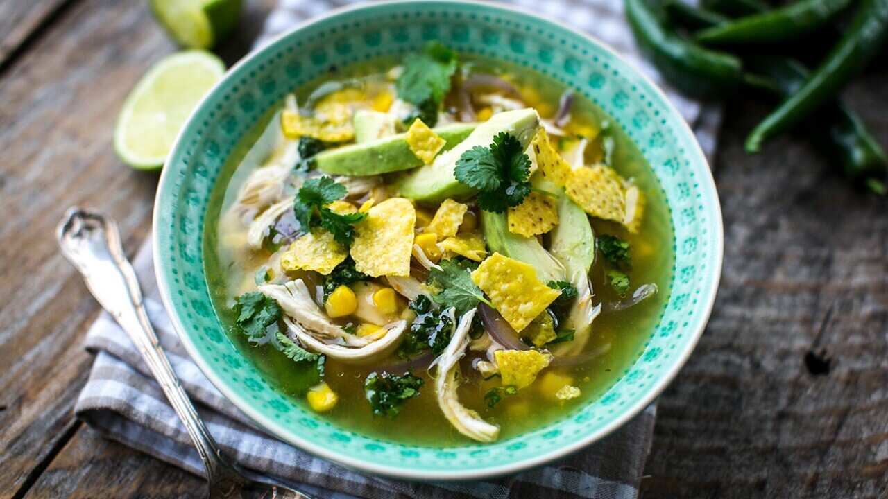 Mexican chicken and sweet corn soup