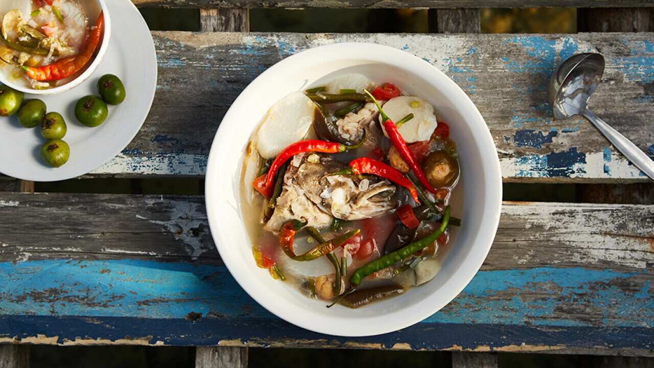 Sour soup with tiger grouper (sinigang)