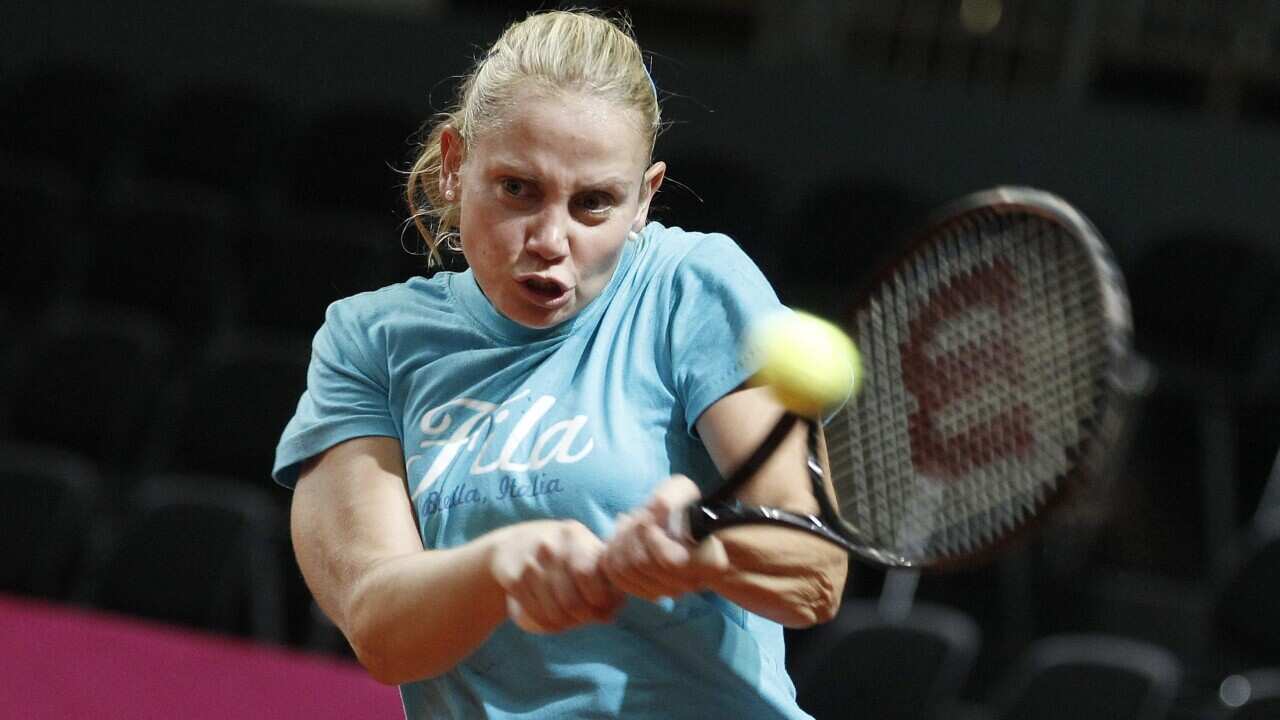 (File Image) Jelena Dokic during a training session in Fribourg, Switzerland, in February 2012.