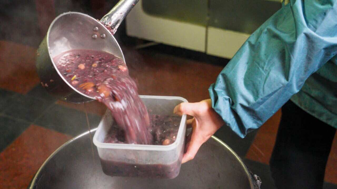 Chinese congee being served