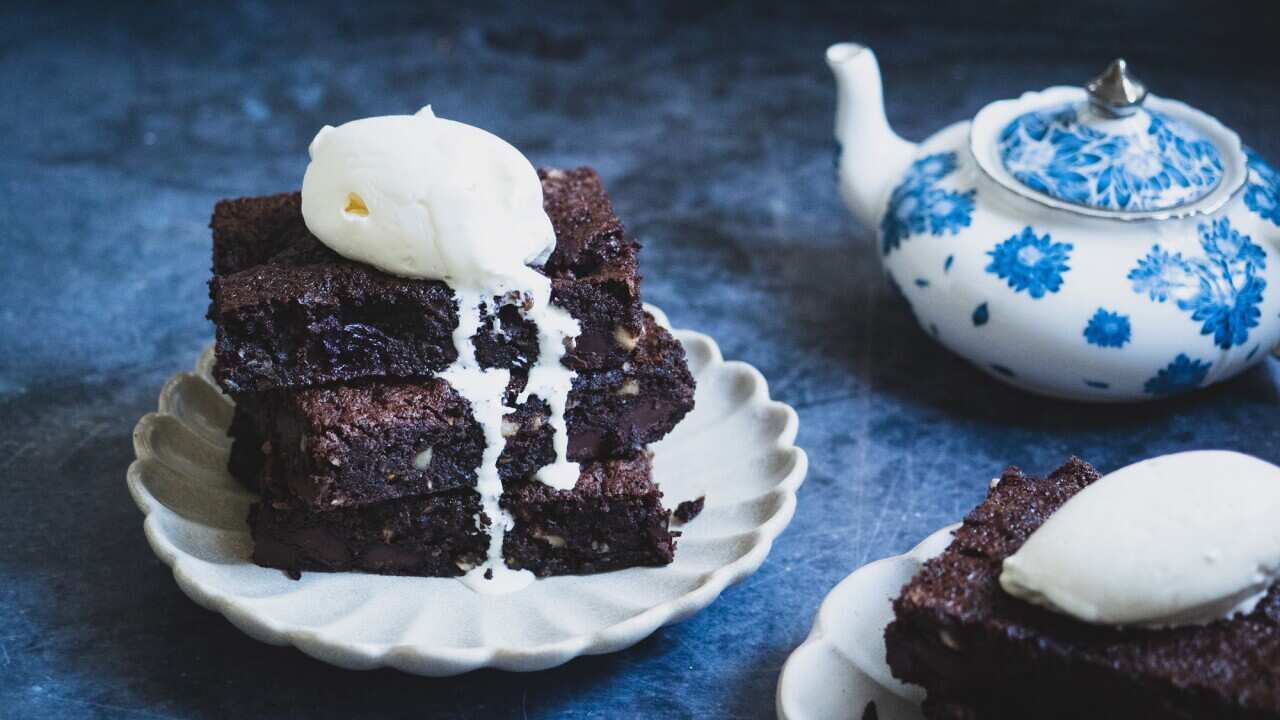 Hazelnut and choc cherry brownies