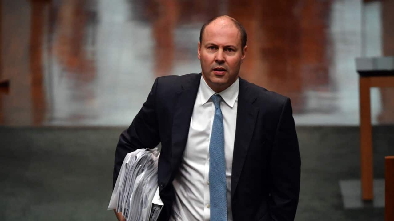 Treasurer Josh Frydenberg arrives for Question Time in the House of Representatives at Parliament House in Canberra, Thursday, 25 March, 2021.