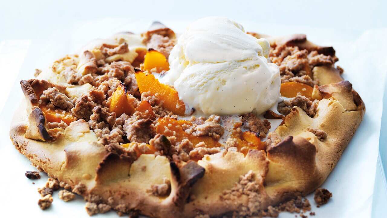 Peach crumble galette