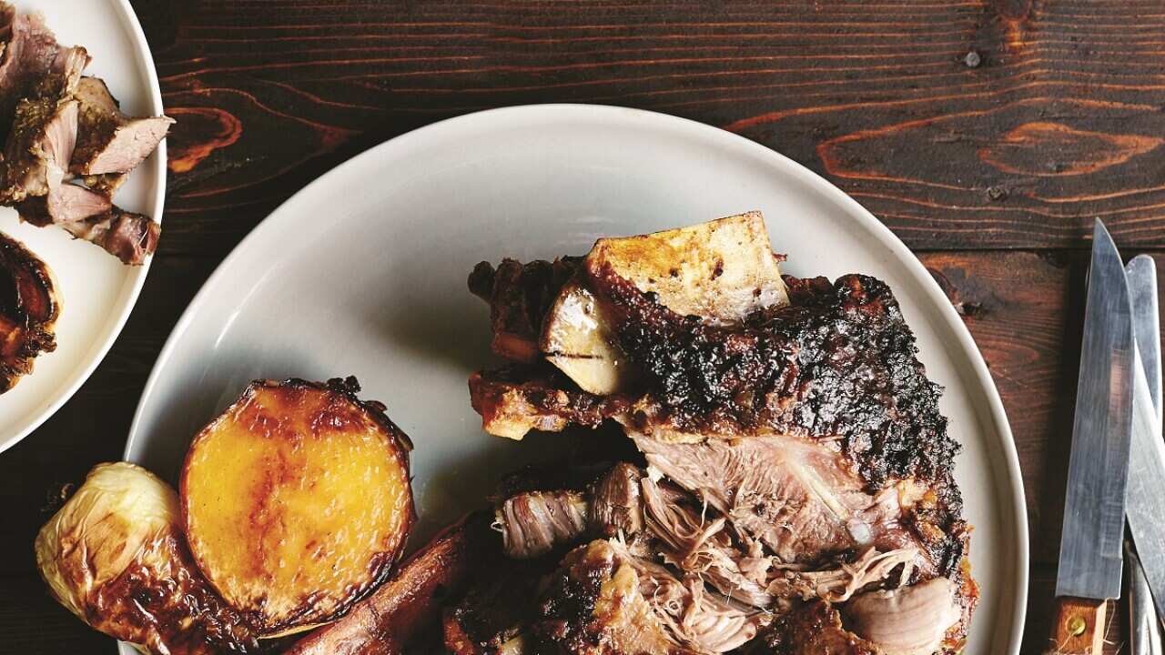 Slow-roasted goat shoulder