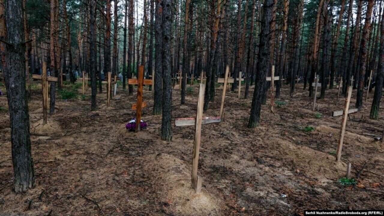 A mass grave containing 440 bodies was found in the liberated city of Izium of the Kharkiv region. Serhiy Bolvinov, head of the Investigative Department of the National Police in Kharkiv region,..jpg