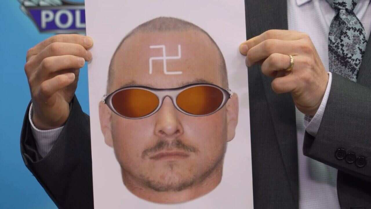 Police in Western Australia are hunting for a man who had a swastika painted on his head.