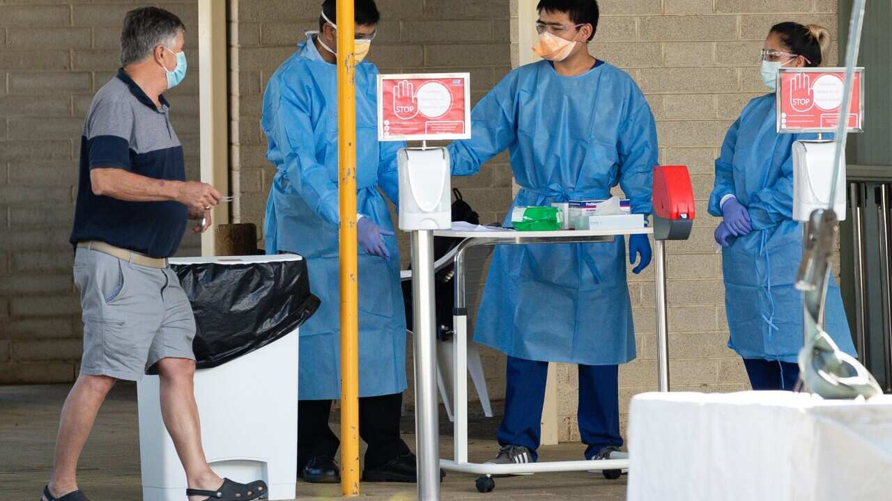 Medical staff at a COVID-19 testing centre at Sir Charles Gairdner Hospital in Perth.