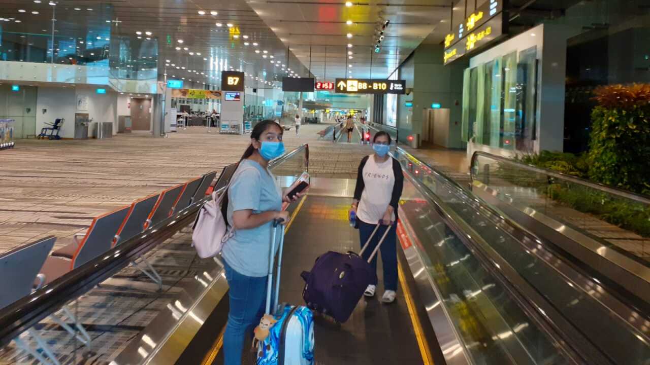 Travellers during coronavirus pandemic.