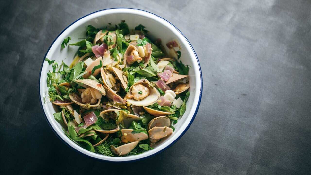 Clam and sorrel pasta