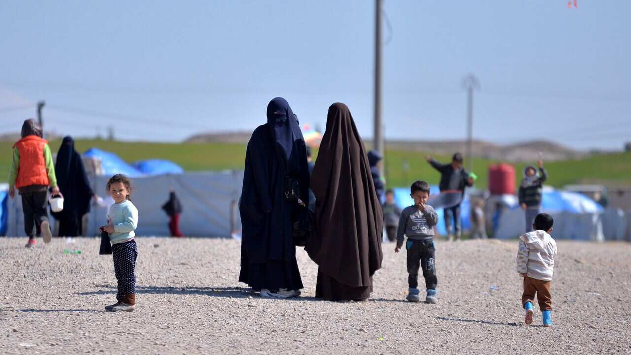 Unidentified women at a refugee camp