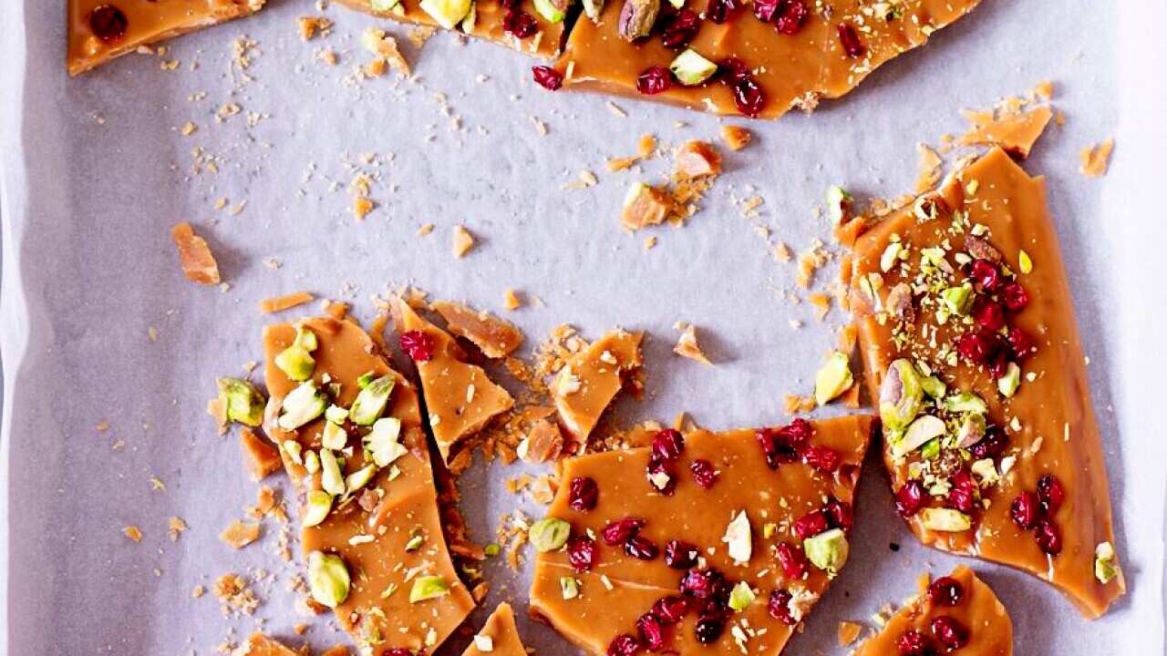 saffron almond brittle