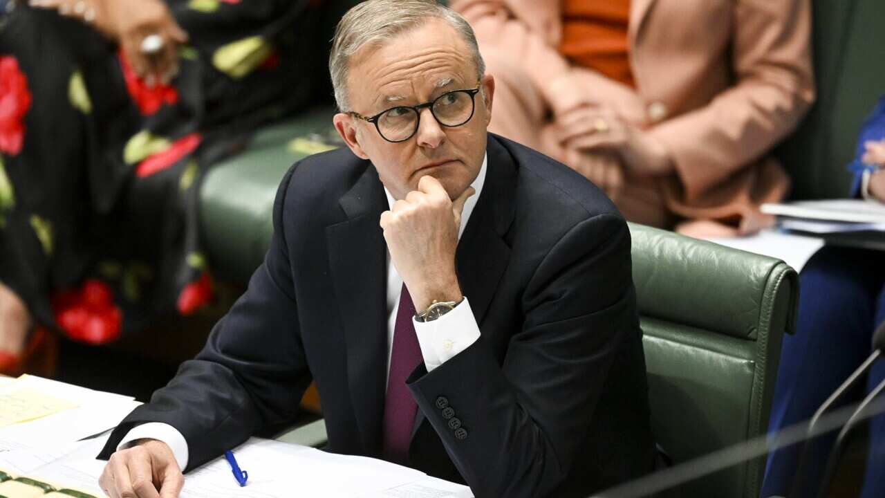 Prime Minister Anthony Albanese sitting in Parliament