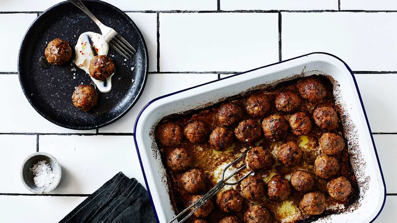 Lamb, almond, saffron and honey meatballs