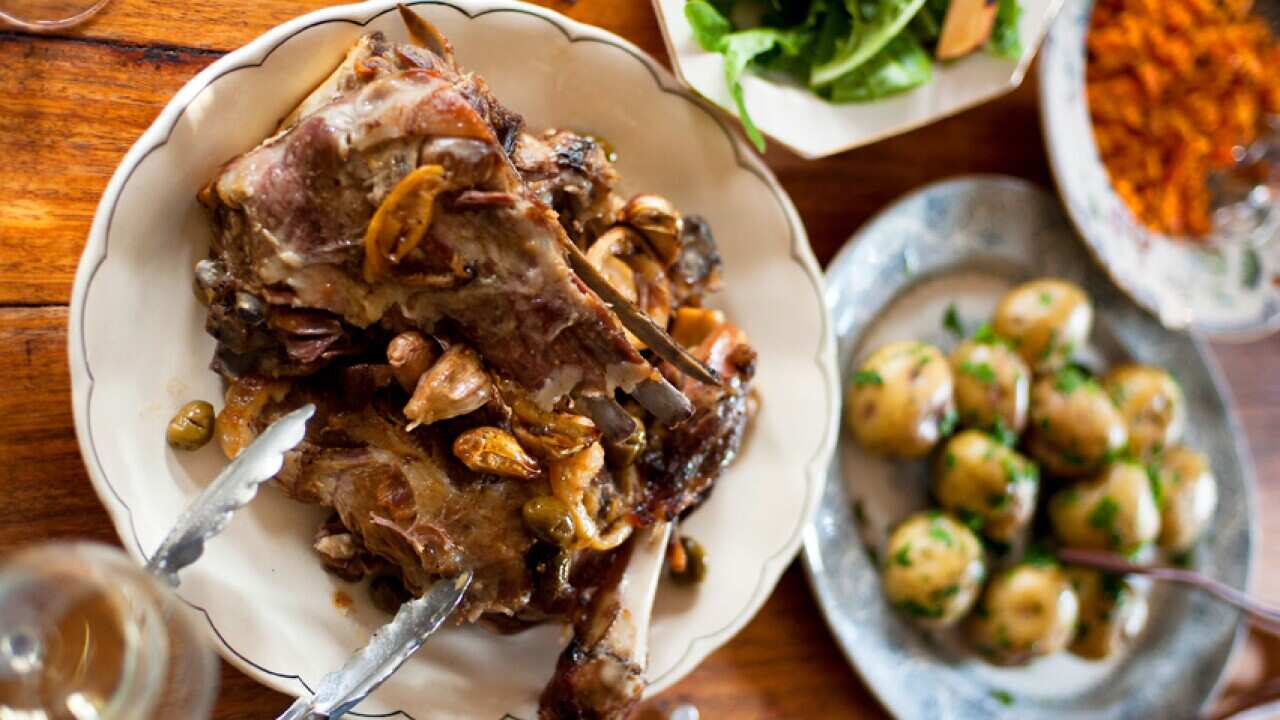 Greek-style lamb shoulder