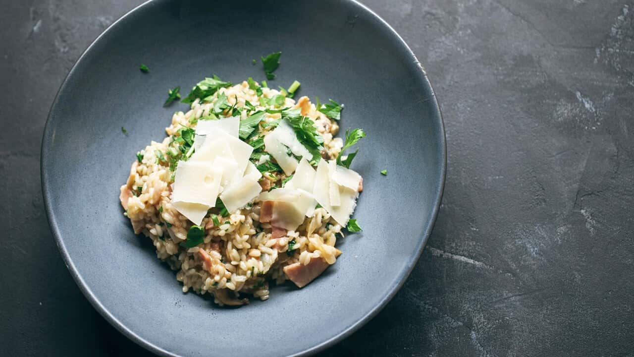 Mushroom and bacon risotto