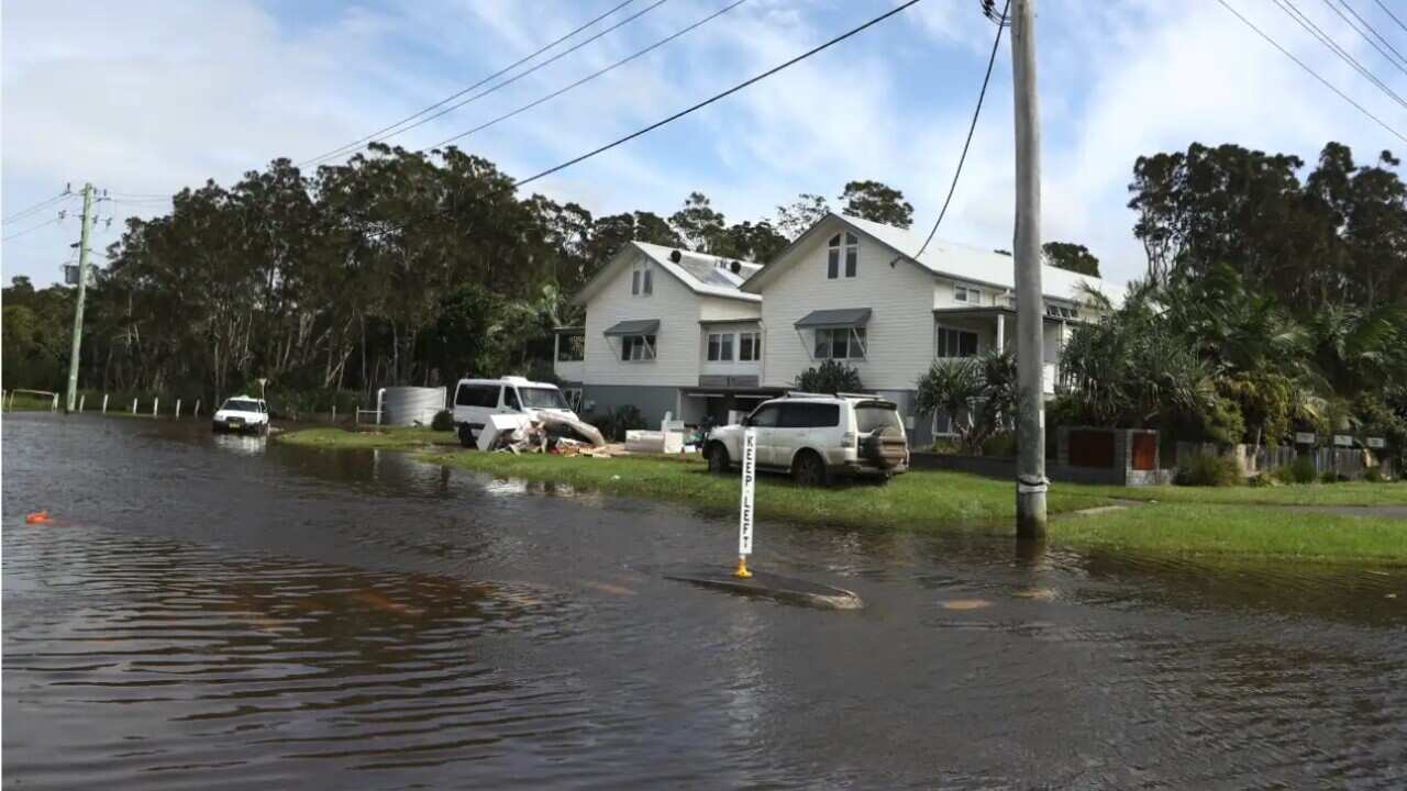 Flooding is seen on Ewingsdale Road in Byron Bay, NSW, on Thursday, 31 March, 2022.