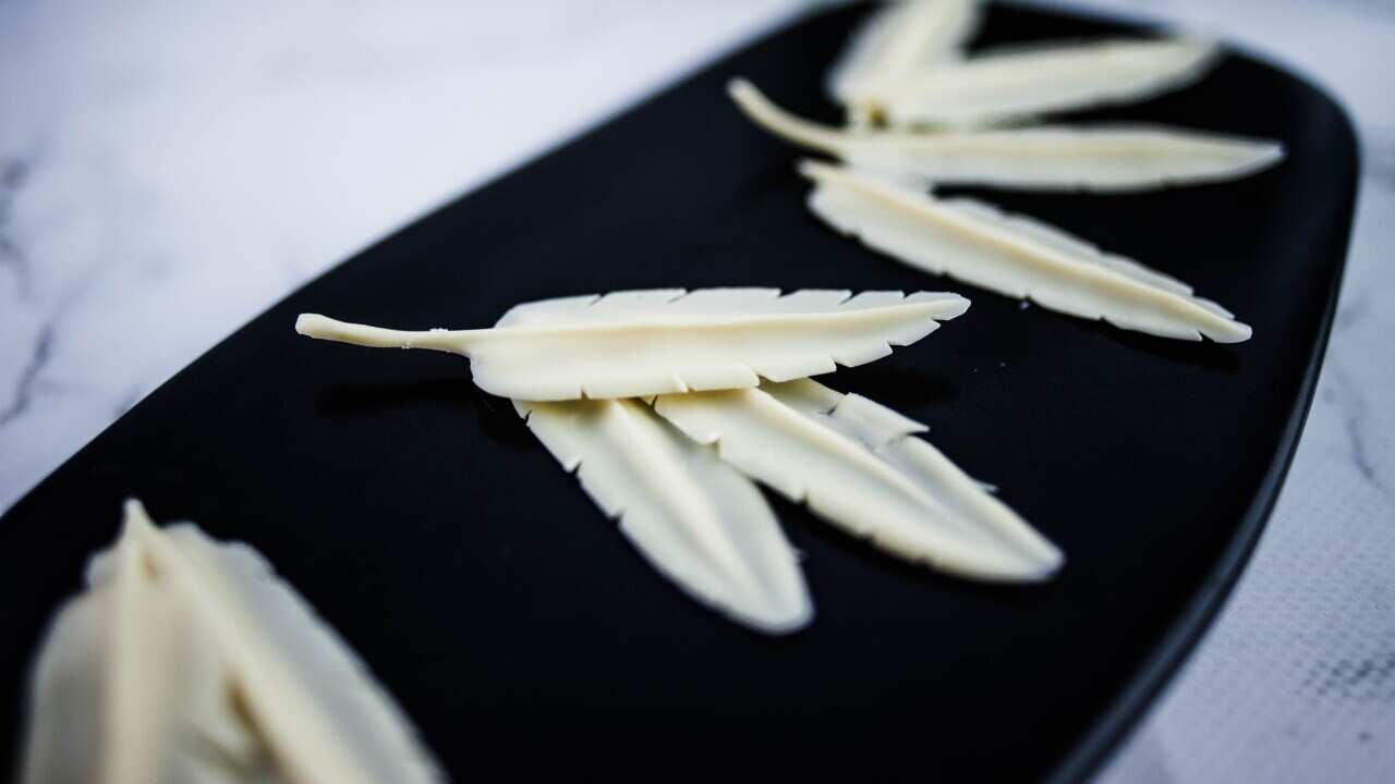 White chocolate feathers by Kirsten Tibballs