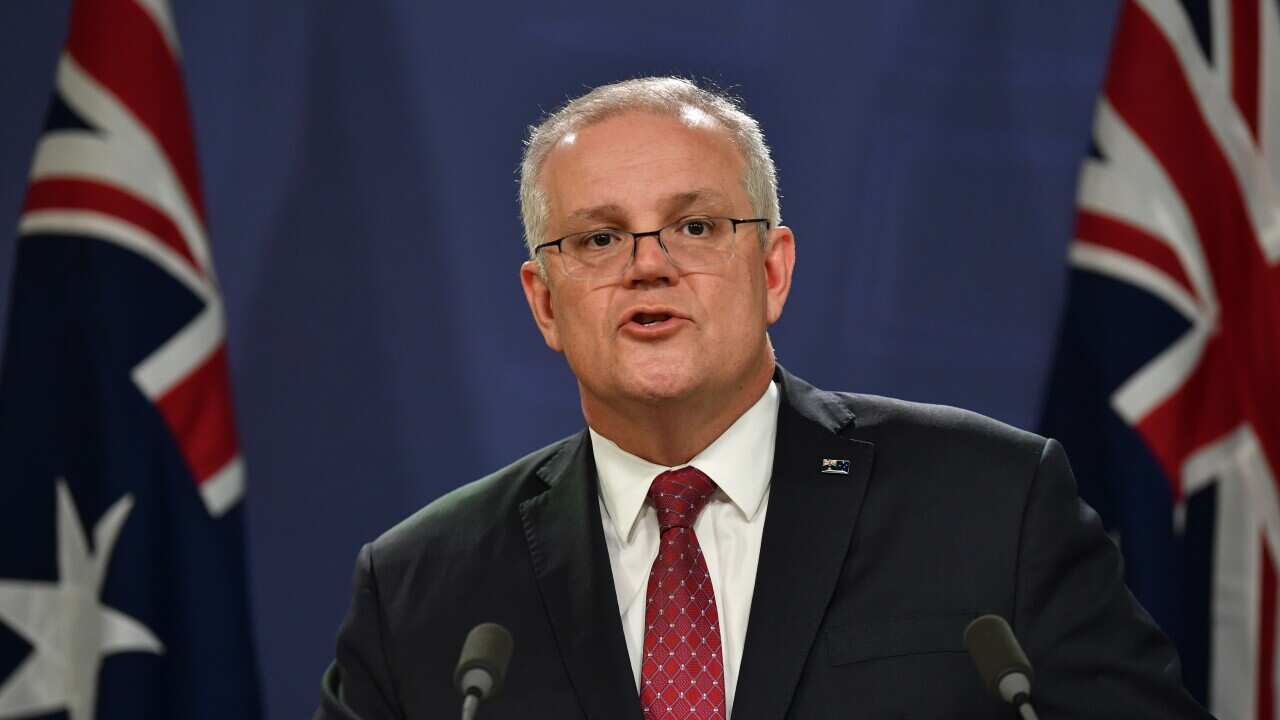 Australian Prime Minister Scott Morrison speaks to the media during a press conference in Sydney, Friday, September 18, 2020. (AAP Image/Dean Lewins) NO ARCHIVING