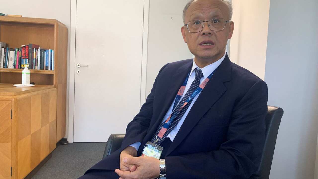 Taiwan's Chief trade negotiator John Deng speaks to Reuters in Geneva, Switzerland June 14, 2022.