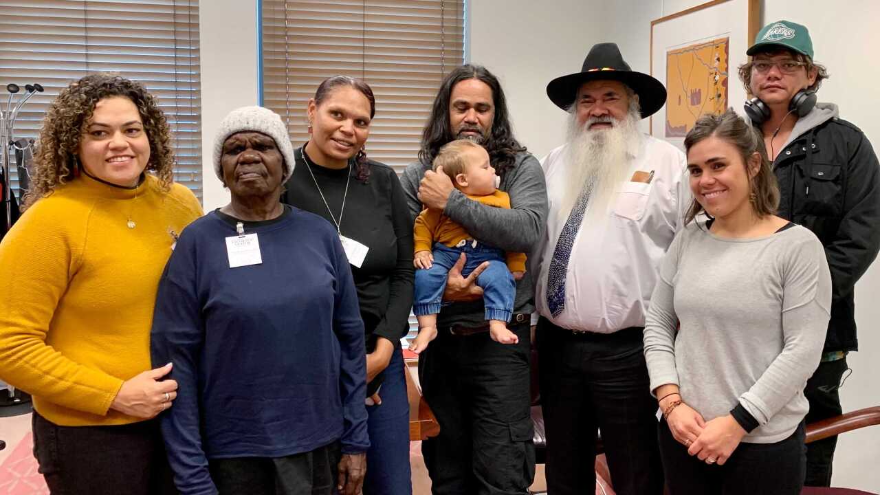 Gudanji, Yanyuwa, Garrwa, Jingili, Mudburra and Alawa Traditional Owners with Senator Patrick Dodson, GetUp and Seed Mob staff in Canberra last week. 